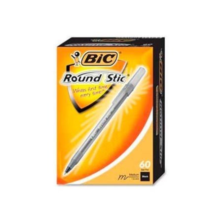 Bic Bic® Round Stic Ballpoint Pen, Medium, Black Ink, 60/Box GSM609BK